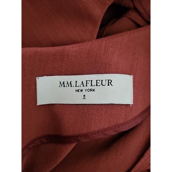 MM Lafleur Ashley Dress Red Size 8 Square Boat Neck Tailored Sheath Work Office - Picture 12 of 14